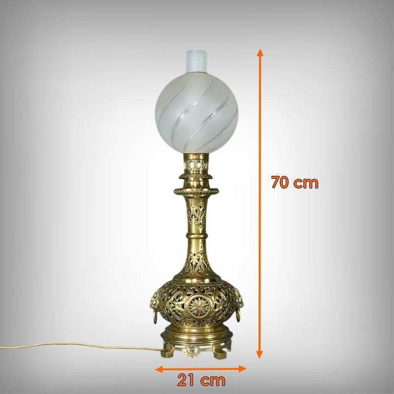 Electrified Brass Oil Lamp – 1920-photo-2