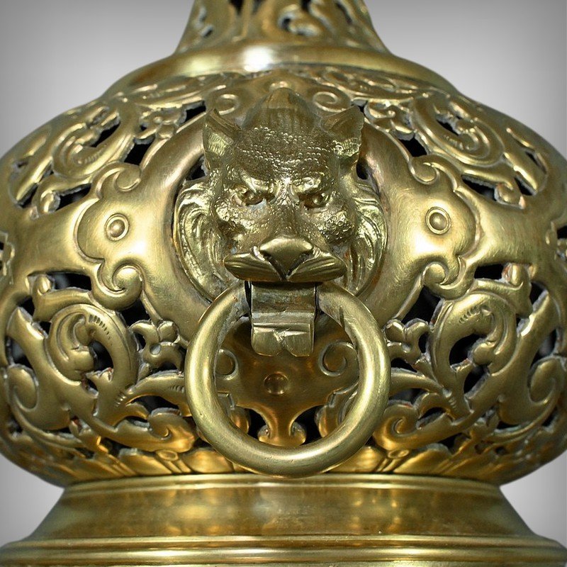 Electrified Brass Oil Lamp – 1920-photo-4