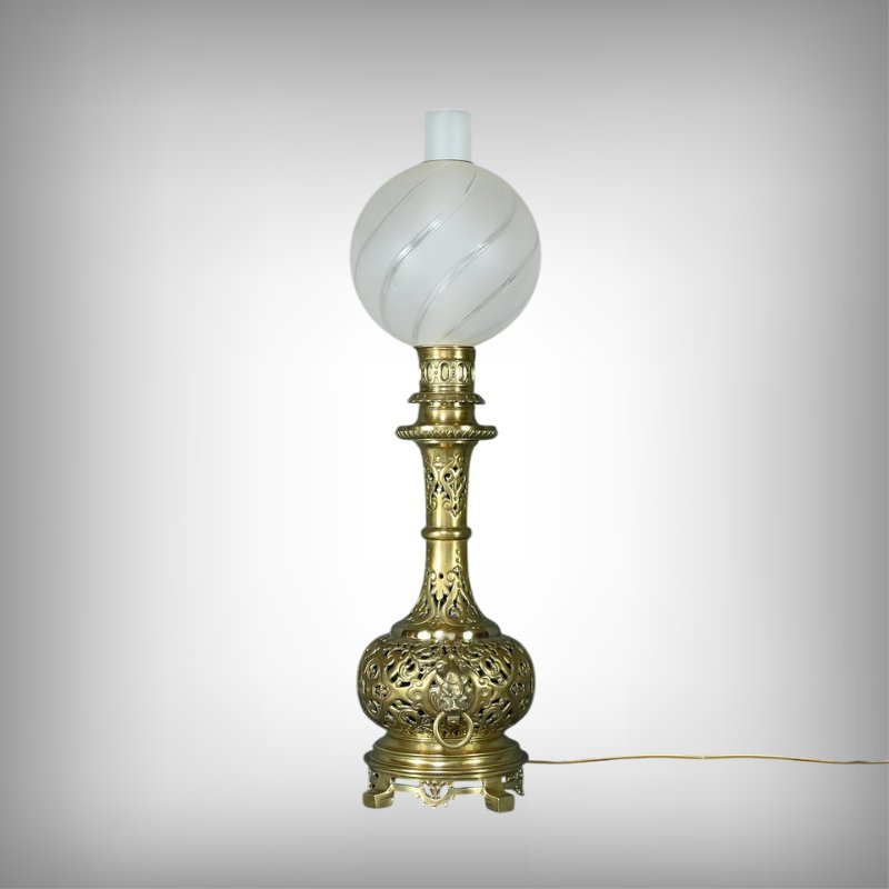 Electrified Brass Oil Lamp – 1920-photo-1