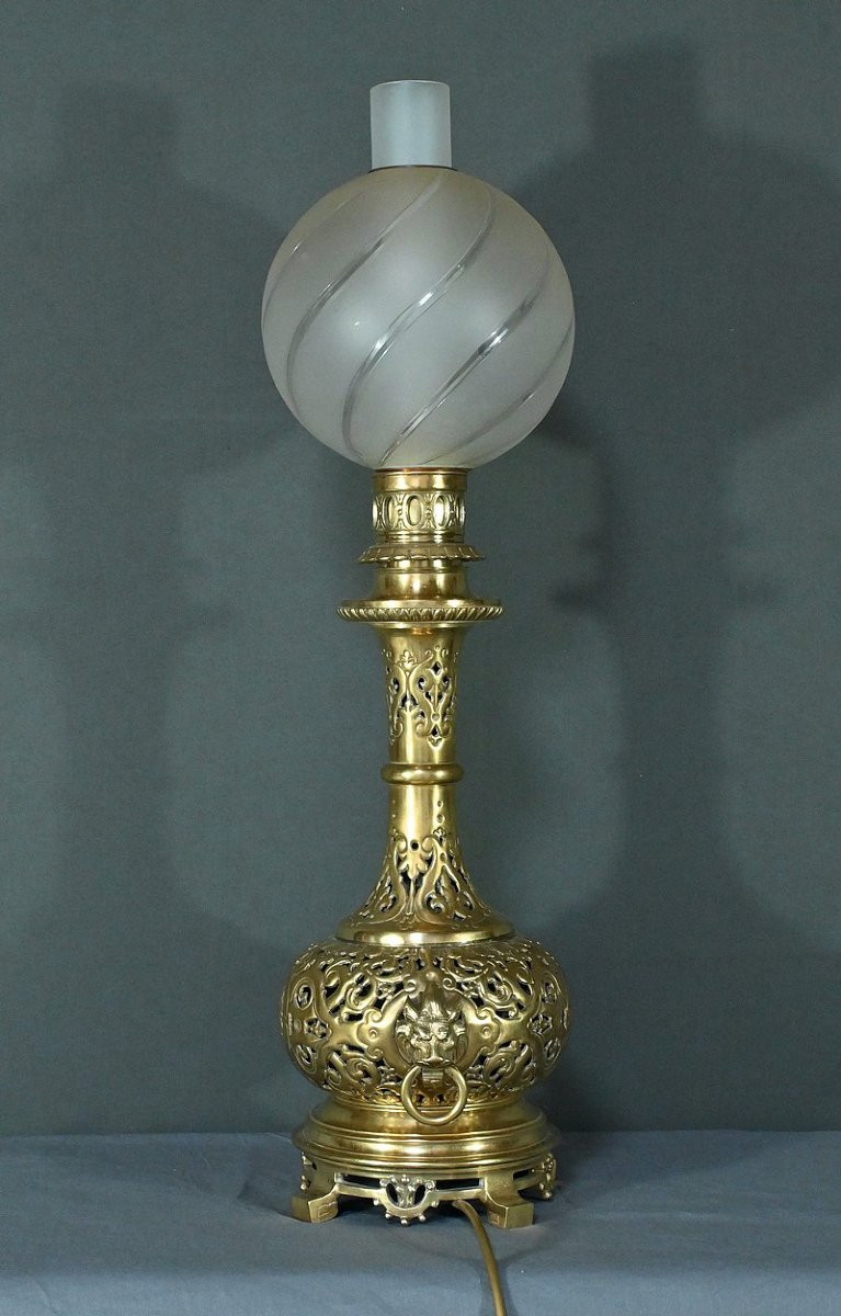 Electrified Brass Oil Lamp – 1920-photo-4