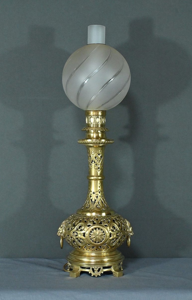 Electrified Brass Oil Lamp – 1920-photo-6