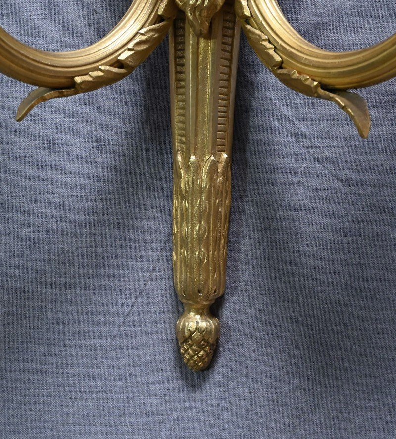 Set Of 3 Gilt Bronze Wall Sconces, Louis XVI Style – Mid-19th Century-photo-7
