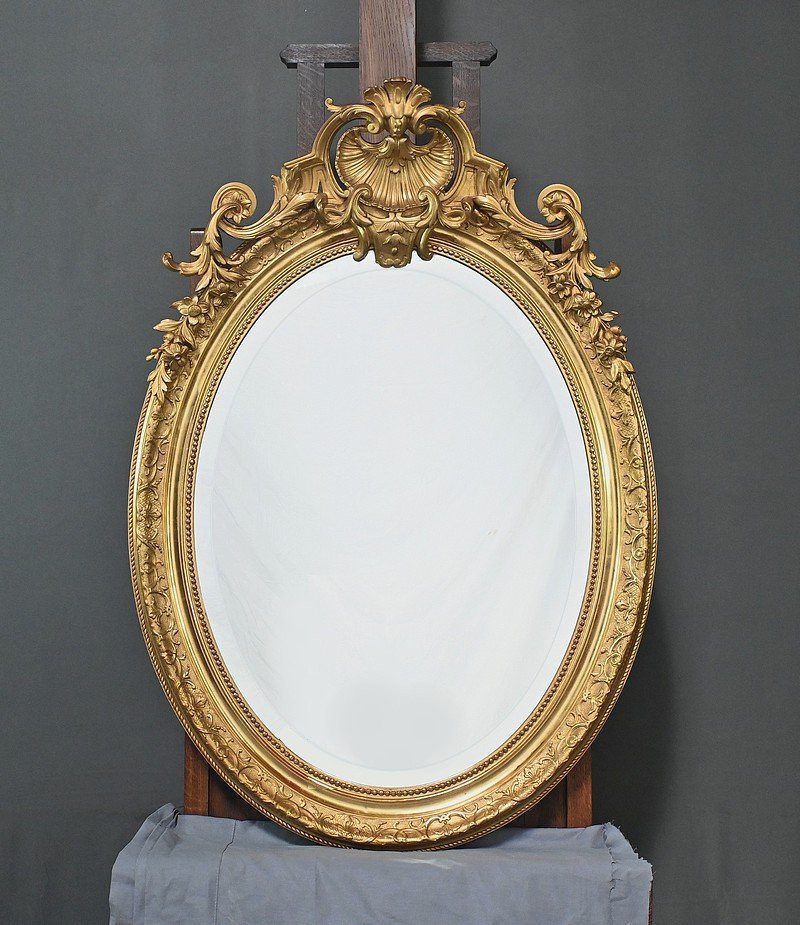 Grand Miroir en Bois Doré, style Louis XV – 2ème partie XIXe-photo-4