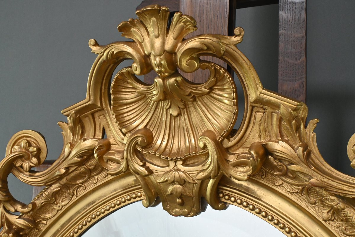 Grand Miroir en Bois Doré, style Louis XV – 2ème partie XIXe-photo-3