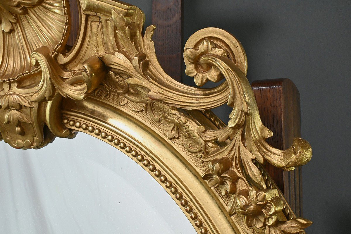 Grand Miroir en Bois Doré, style Louis XV – 2ème partie XIXe-photo-7