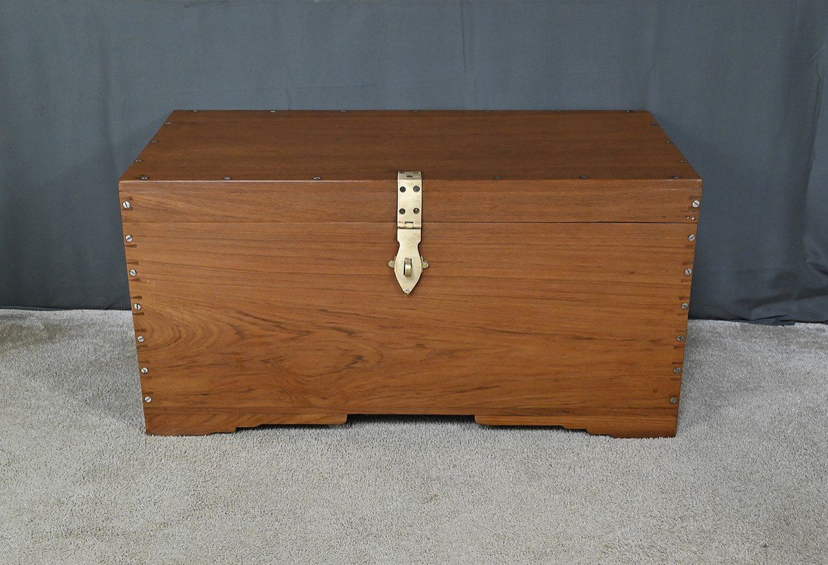 Large Teak Marine Chest – Late 19th Century-photo-1
