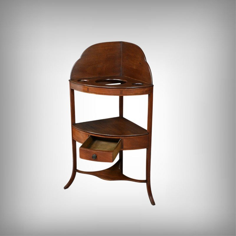Petit Meuble de Toilette d’Angle en Acajou – Début XXe-photo-2