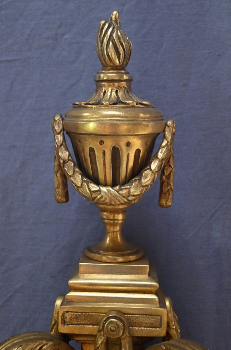 Pair Of Bronze Wall Sconces, Louis XVI Style – Late 19th Century-photo-4