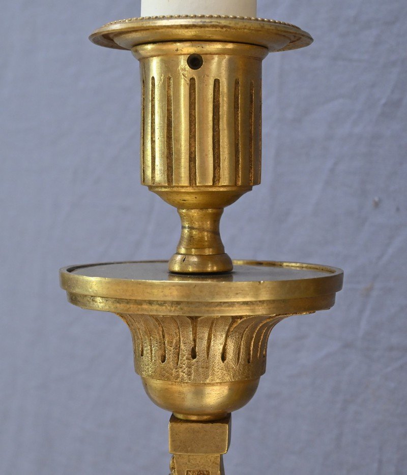 Pair Of Bronze Wall Sconces, Louis XVI Style – Late 19th Century-photo-2