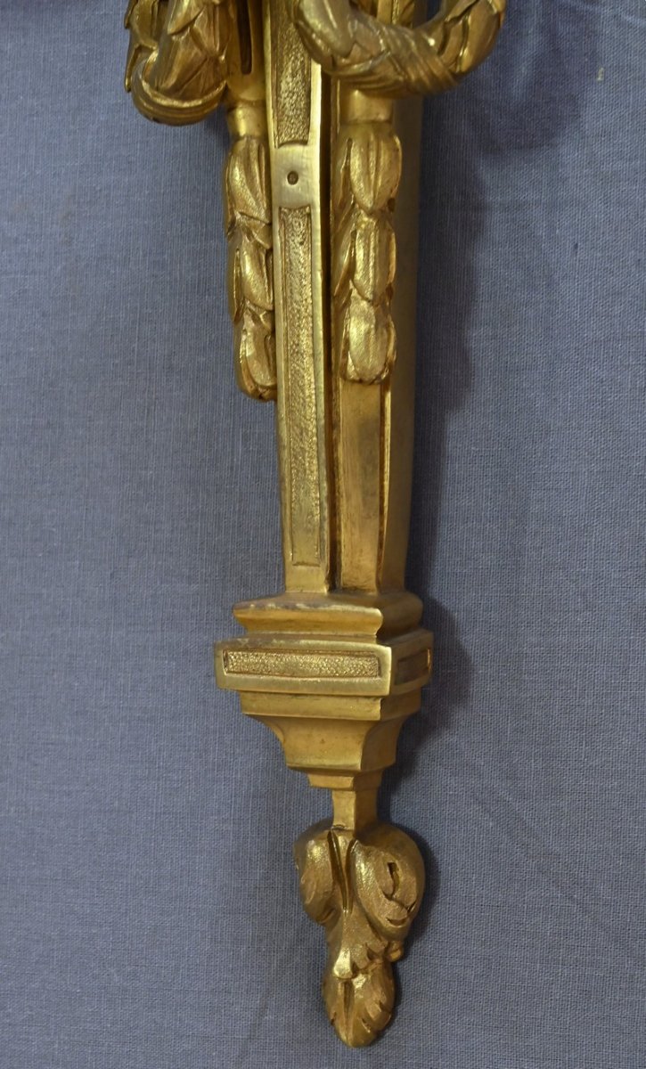 Pair Of Bronze Wall Sconces, Louis XVI Style – Late 19th Century-photo-5