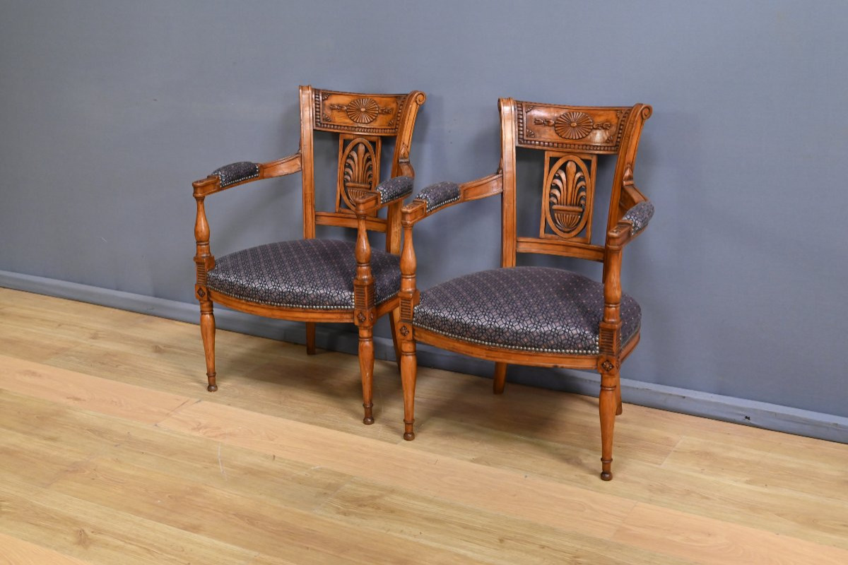 Paire de Fauteuils en Hêtre teinté – Début XXe-photo-3