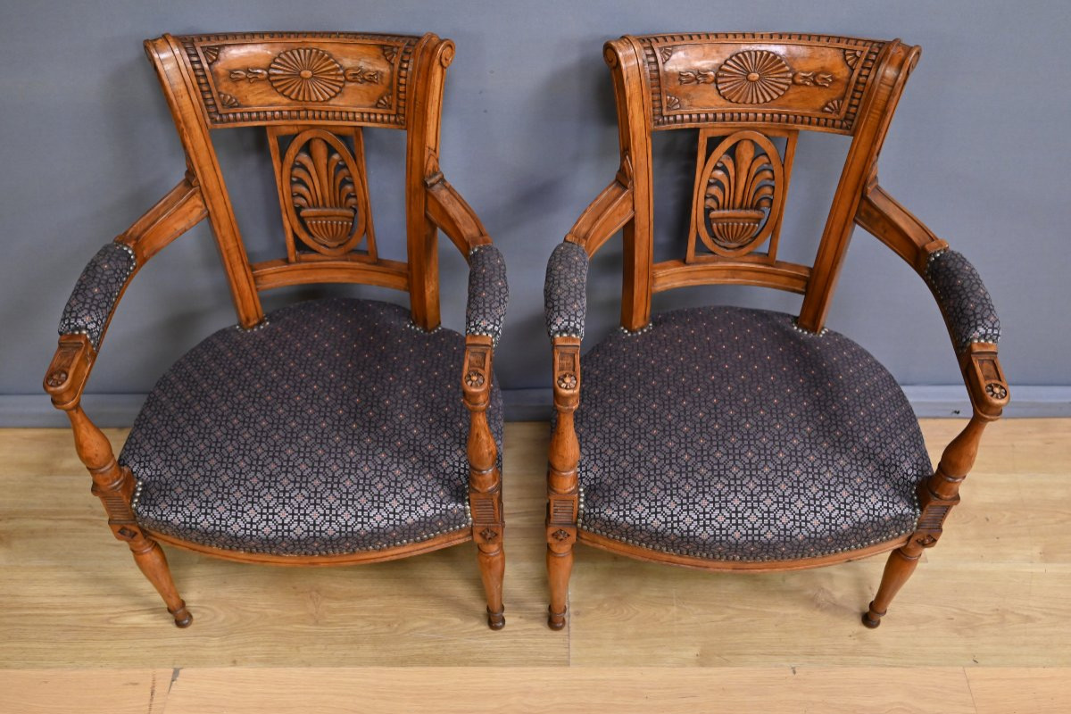 Paire de Fauteuils en Hêtre teinté – Début XXe-photo-4