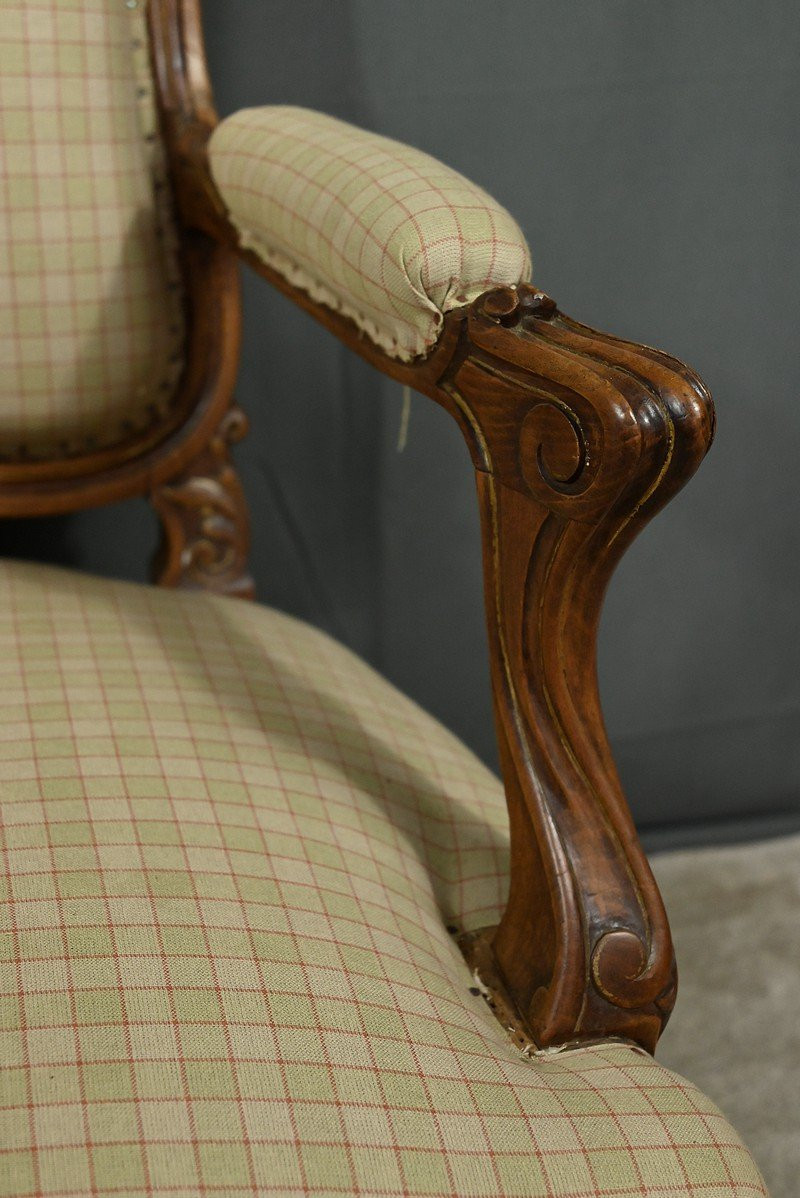 Queen Anne Armchair In Beechwood, Louis XV Style – Mid-19th Century-photo-2