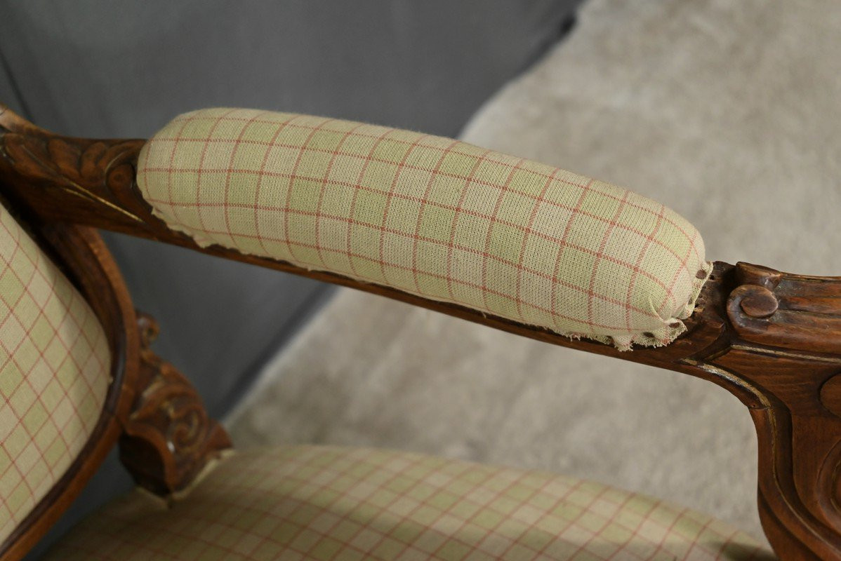 Queen Anne Armchair In Beechwood, Louis XV Style – Mid-19th Century-photo-3