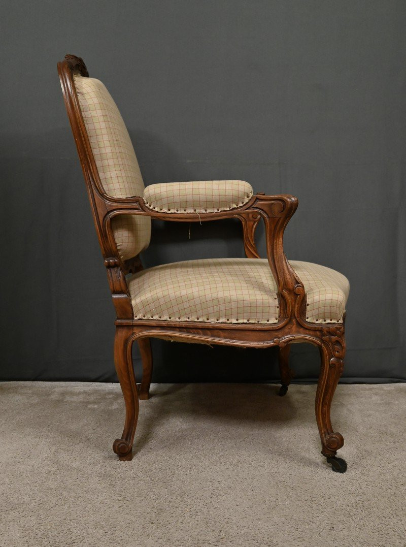 Queen Anne Armchair In Beechwood, Louis XV Style – Mid-19th Century-photo-6