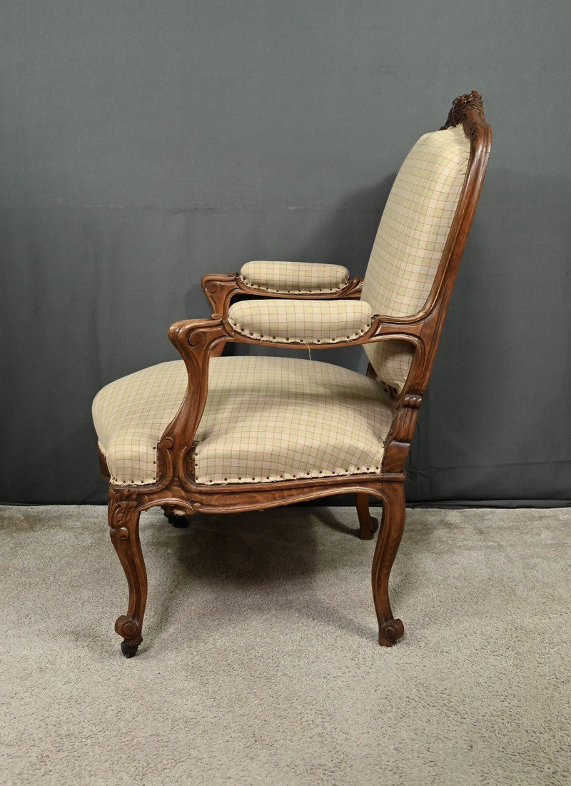 Queen Anne Armchair In Beechwood, Louis XV Style – Mid-19th Century-photo-7