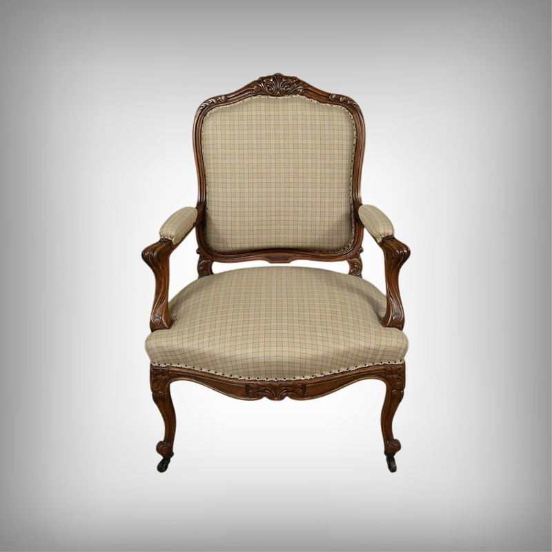 Queen Anne Armchair In Beechwood, Louis XV Style – Mid-19th Century