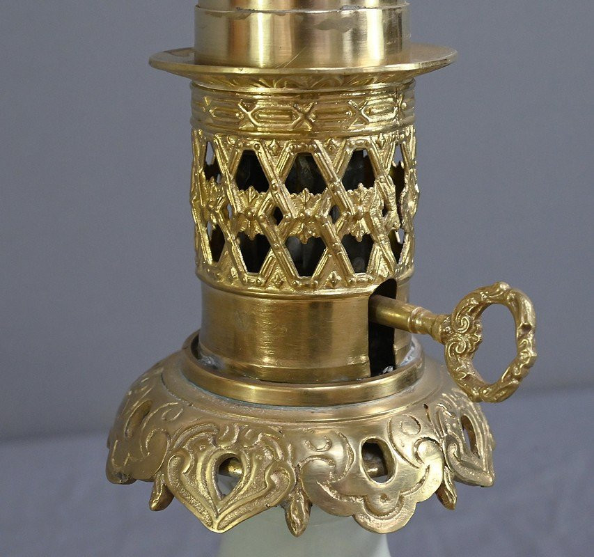 Electrified Celadon Oil Lamp, Napoleon III Period – Second Half Of The 19th Century-photo-7