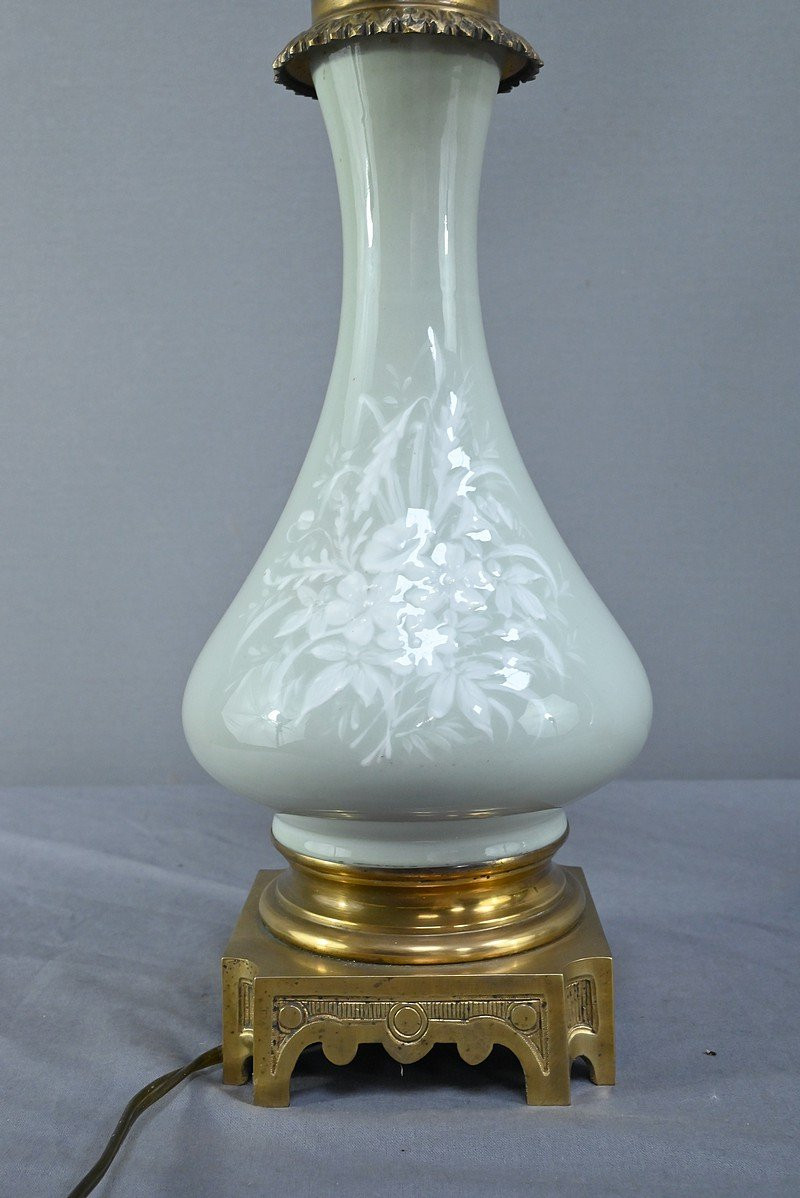 Pair Of Celadon Electrified Oil Lamps, Napoleon III Period – Second Half Of The 19th Century-photo-6