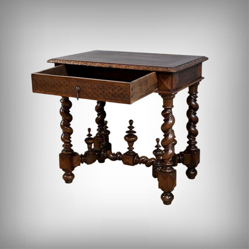 Petite Table Bureau en Chêne, style Louis XIII – Milieu XIXe-photo-2