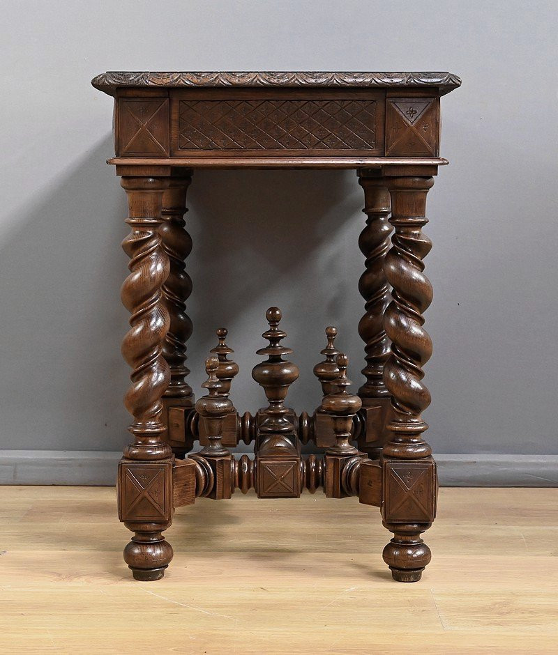 Petite Table Bureau en Chêne, style Louis XIII – Milieu XIXe-photo-7