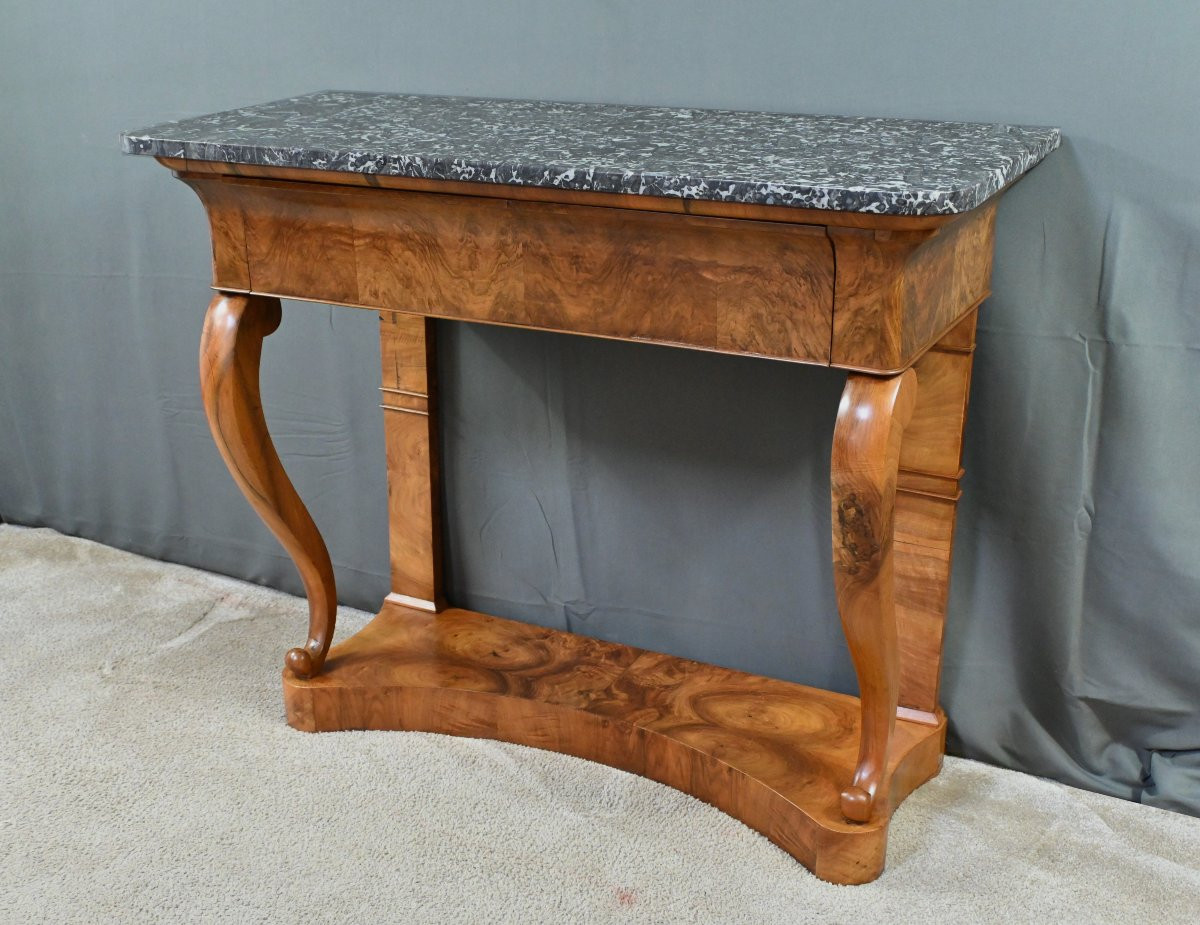 Walnut Console Table, Restoration Period – Early 19th Century-photo-3