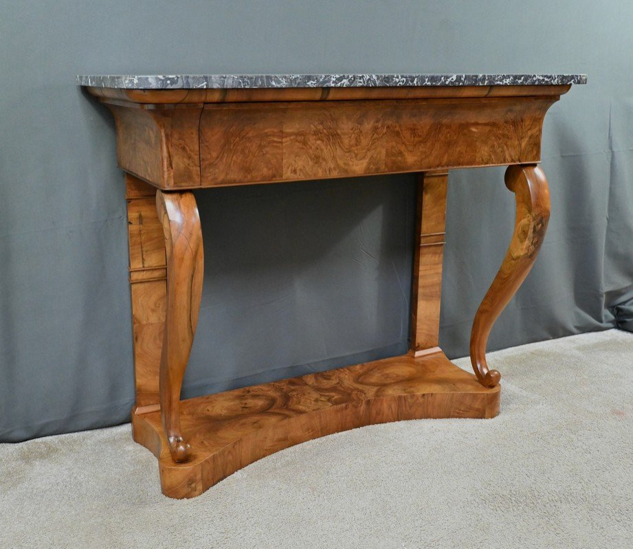 Walnut Console Table, Restoration Period – Early 19th Century-photo-4