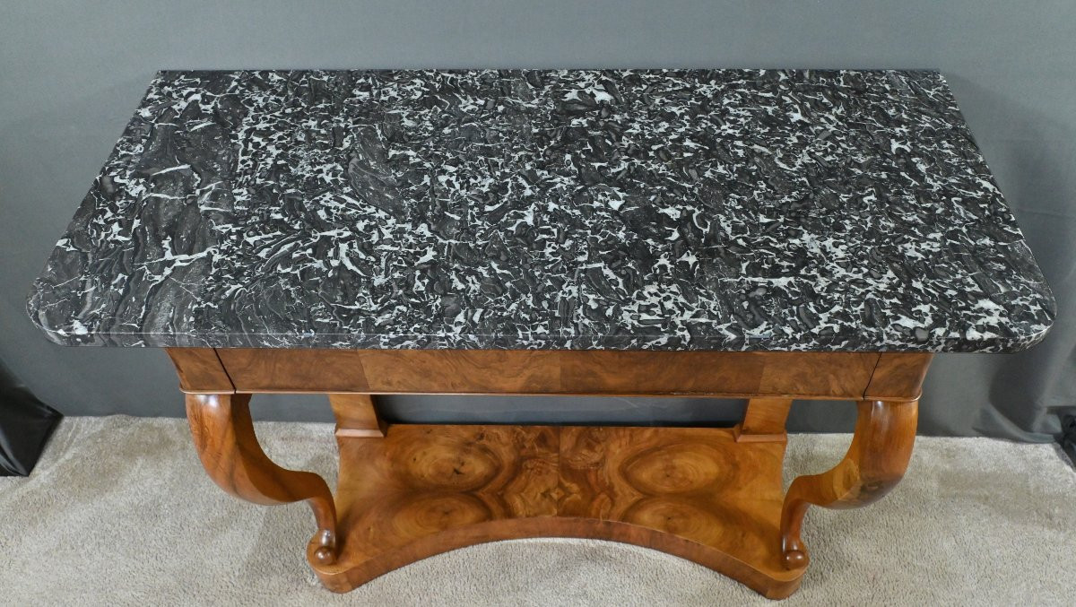 Walnut Console Table, Restoration Period – Early 19th Century-photo-1