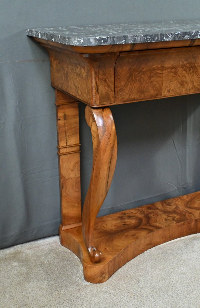 Walnut Console Table, Restoration Period – Early 19th Century-photo-3