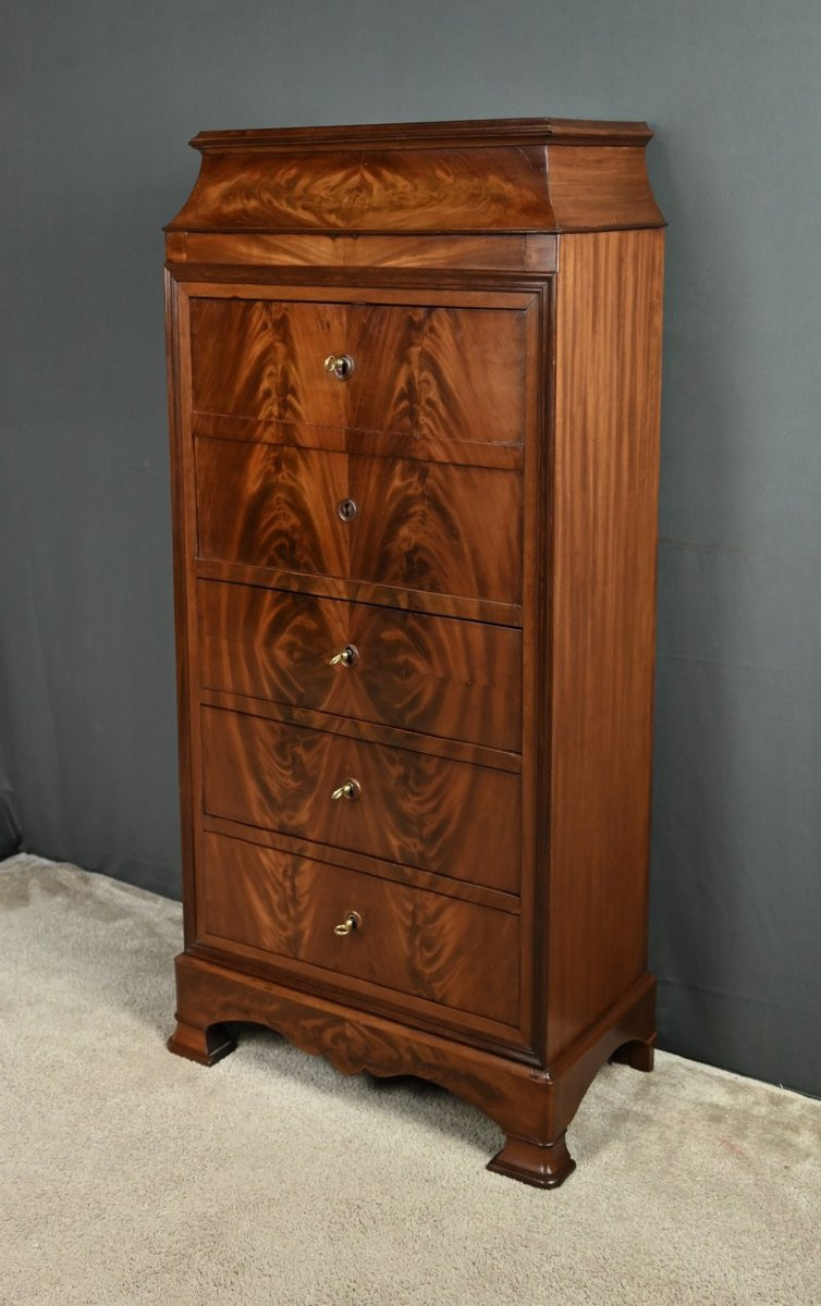 Small Secretary/chiffonier In Mahogany Burl And Lemonwood – 1900-photo-1