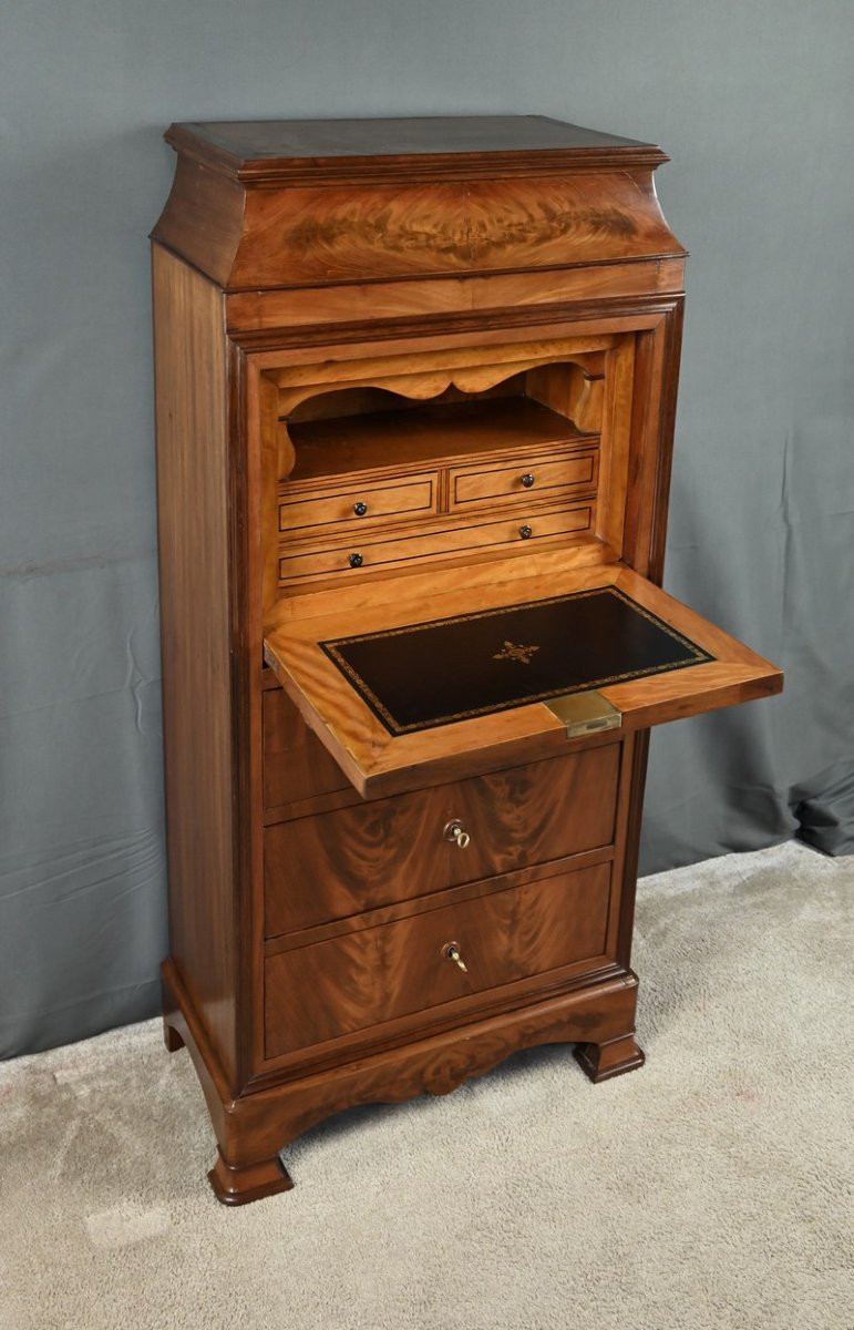 Small Secretary/chiffonier In Mahogany Burl And Lemonwood – 1900-photo-4
