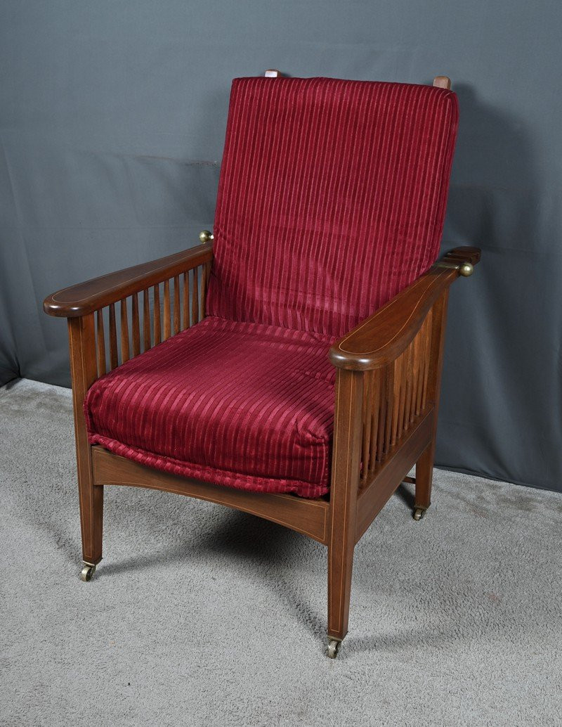 Morris Armchair In Mahogany, Arts & Crafts Style – Early 20th Century-photo-4