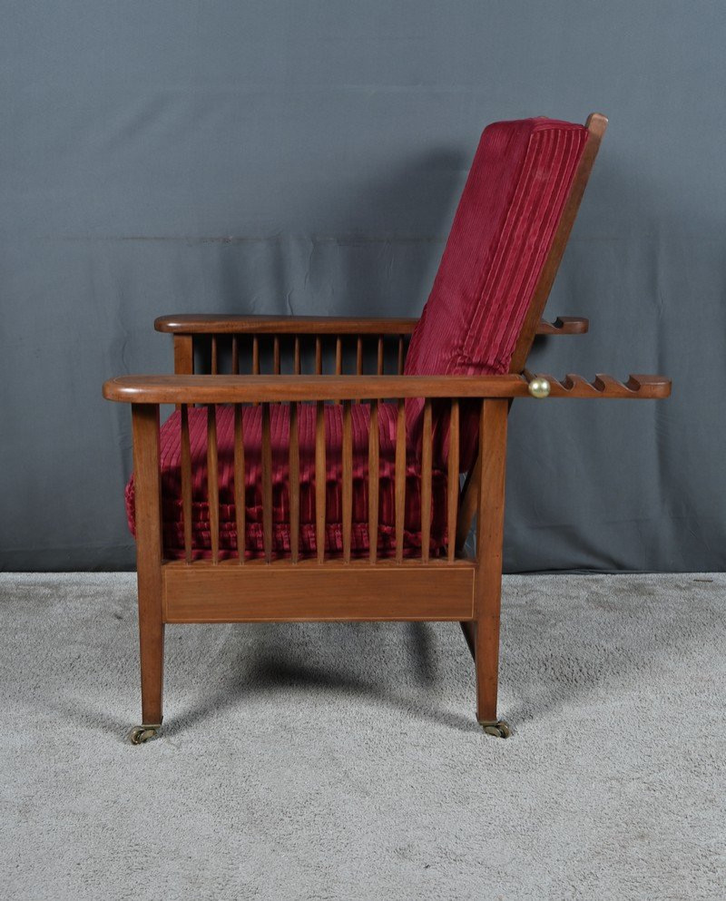 Morris Armchair In Mahogany, Arts & Crafts Style – Early 20th Century-photo-6