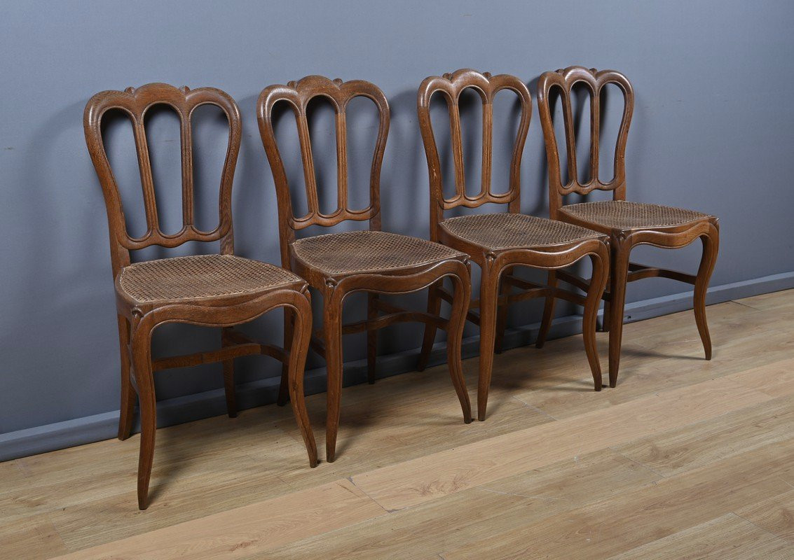 Suite de 4 Chaises en Chêne, goût Louis XV – 2ème moitié XIXe-photo-3
