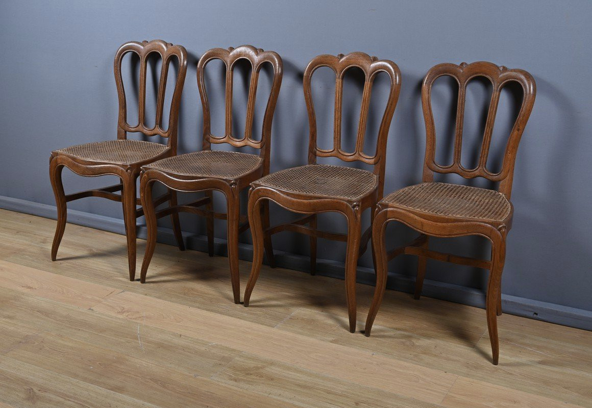 Suite de 4 Chaises en Chêne, goût Louis XV – 2ème moitié XIXe-photo-4