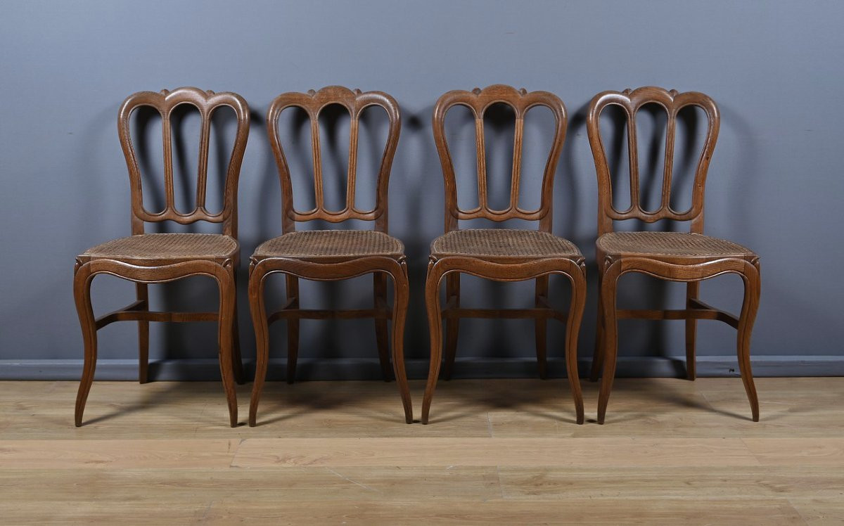 Suite de 4 Chaises en Chêne, goût Louis XV – 2ème moitié XIXe-photo-3