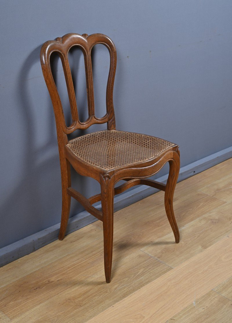 Suite de 4 Chaises en Chêne, goût Louis XV – 2ème moitié XIXe-photo-5