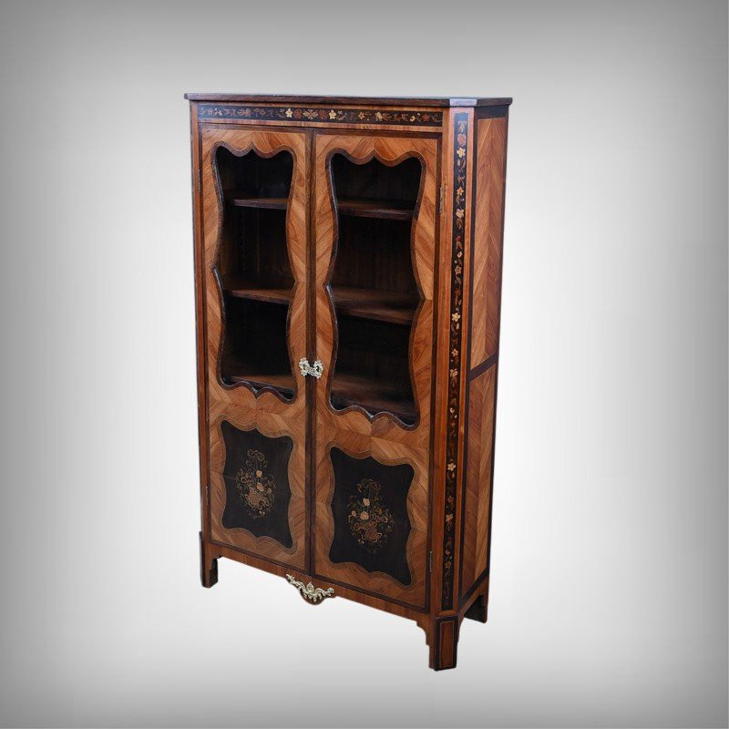Display Cabinet In Marquetry Of Precious Woods, Louis XV-louis XVI Transition Style – First Half Of The 19th Century-photo-2
