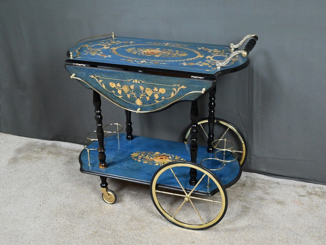 Chariot de Service en Marqueterie de Sorente, Italie – 1960-photo-3