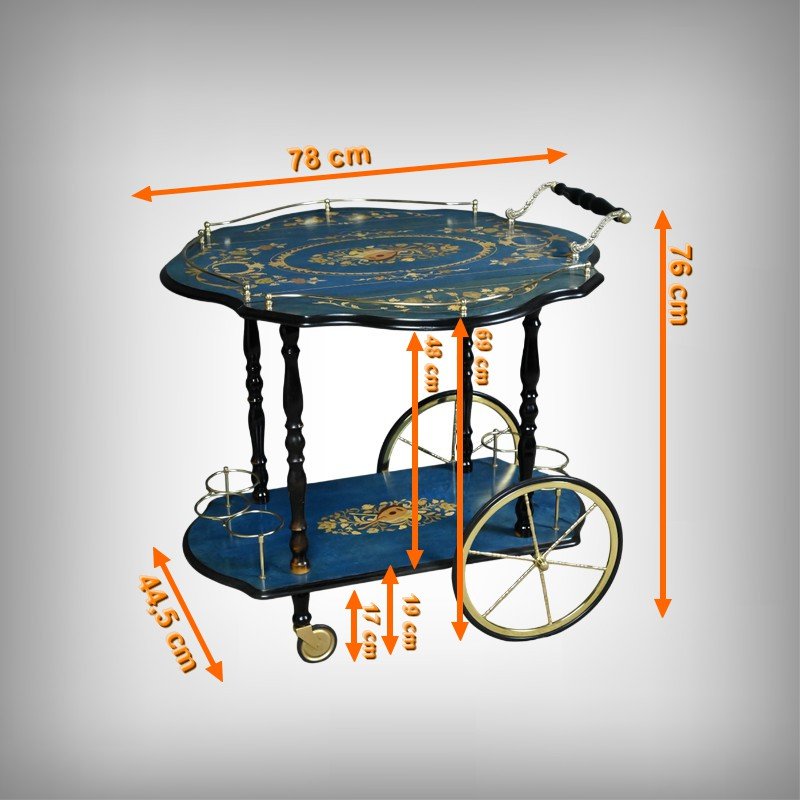 Chariot de Service en Marqueterie de Sorente, Italie – 1960-photo-7