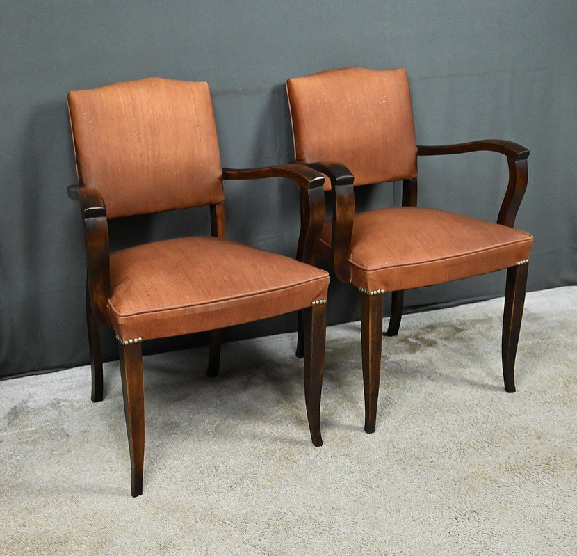 Paire de Fauteuils Bridge en Hêtre -1940-photo-3