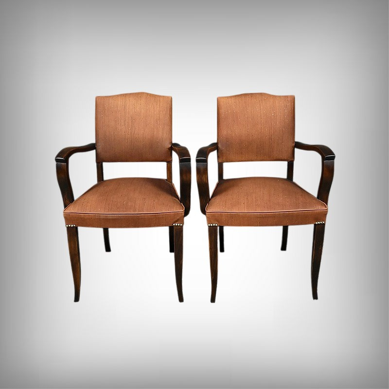 Paire de Fauteuils Bridge en Hêtre -1940