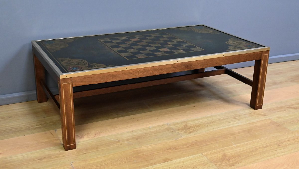 Grande Table Basse Échiquier en Acajou, goût Jansen – 2ème partie XXe-photo-3
