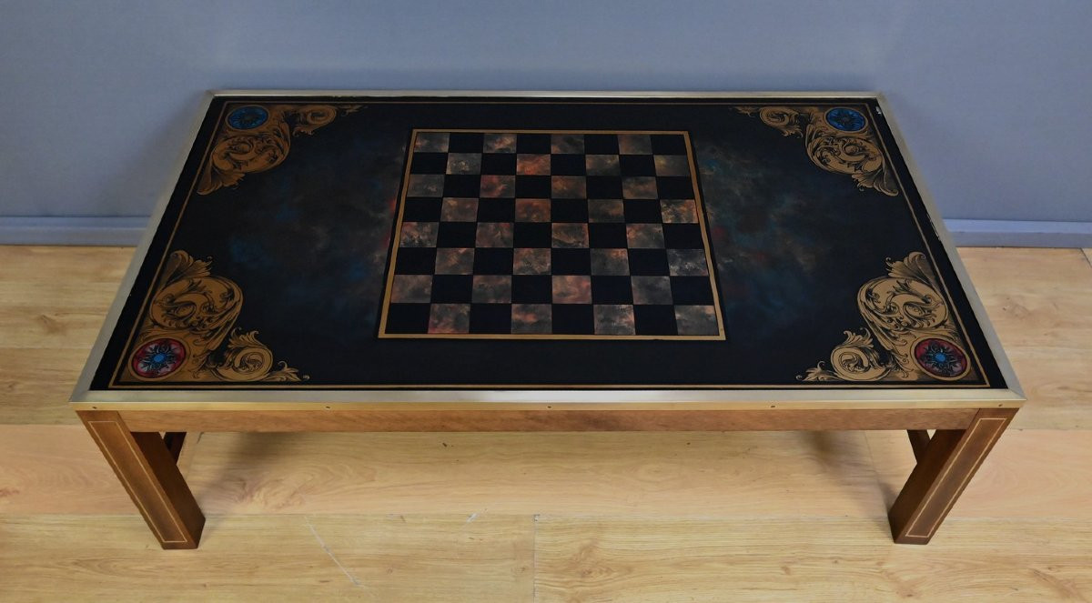 Grande Table Basse Échiquier en Acajou, goût Jansen – 2ème partie XXe-photo-1