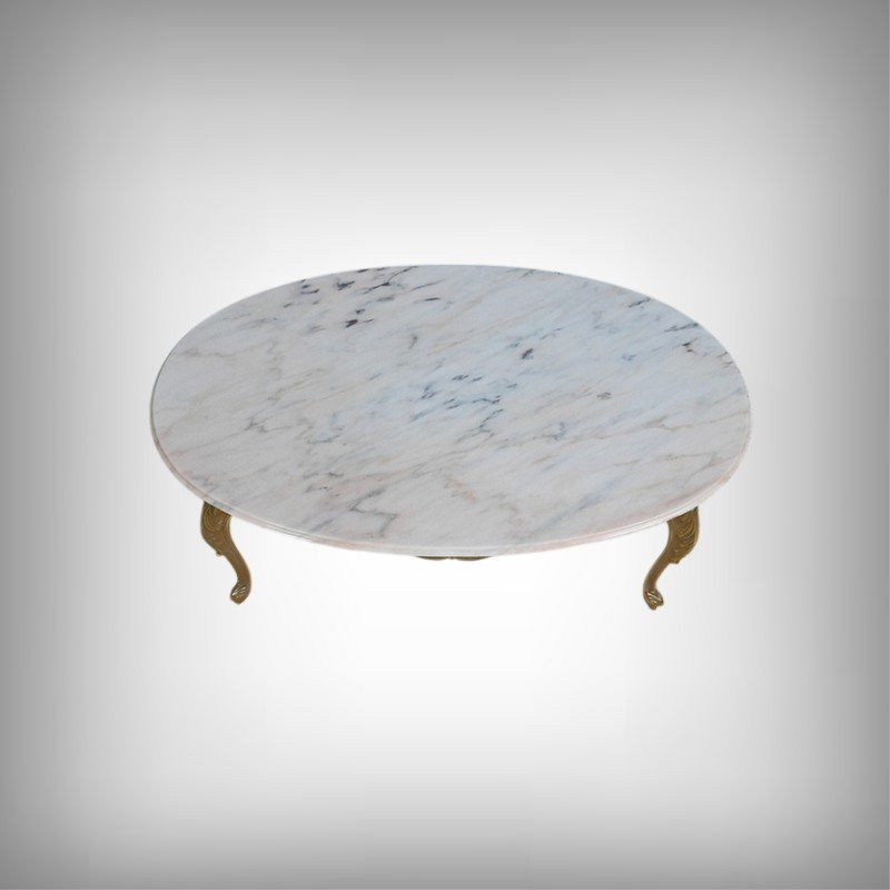Table Basse en Marbre et Laiton, style Louis XV – Milieu XXe-photo-1