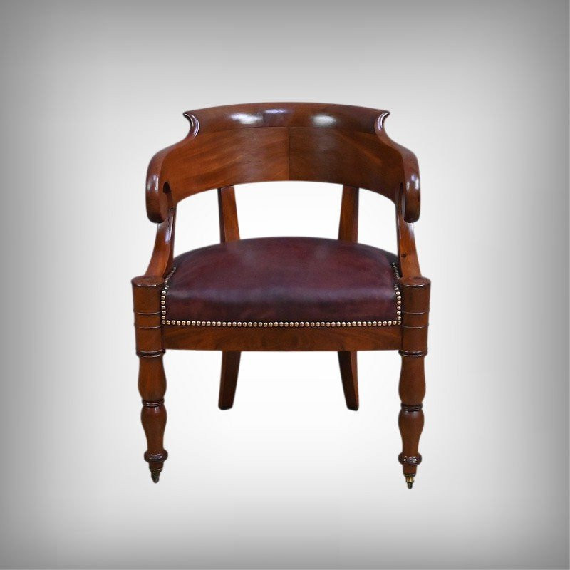 Mahogany Office Chair, Restoration Period – Early 19th Century-photo-2