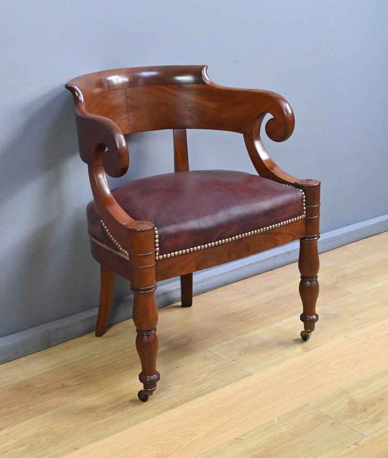 Mahogany Office Chair, Restoration Period – Early 19th Century-photo-3