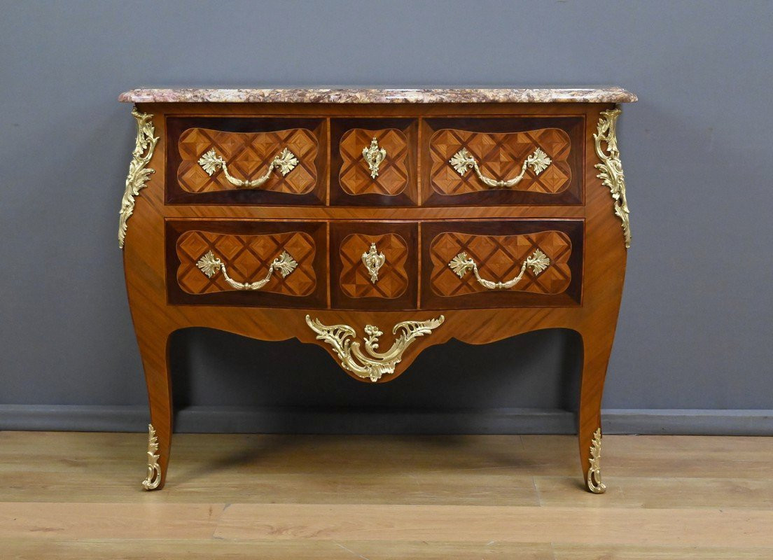 Marquetry Commode, Louis XV Style – Early 20th Century-photo-7