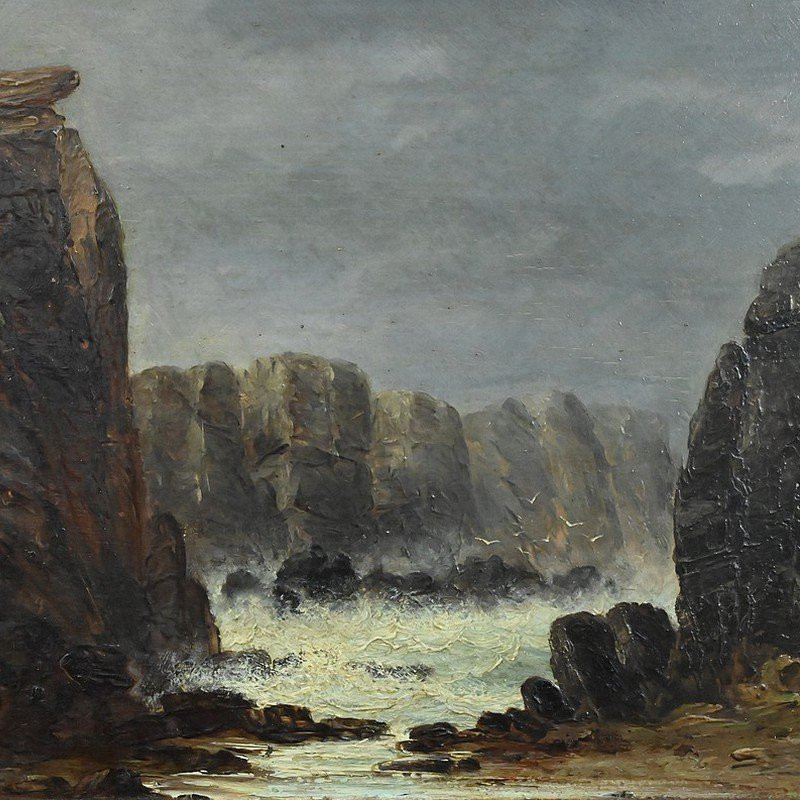 Tableau « La côte sauvage de Belle-Île-en-Mer », école française du XIXe-photo-2