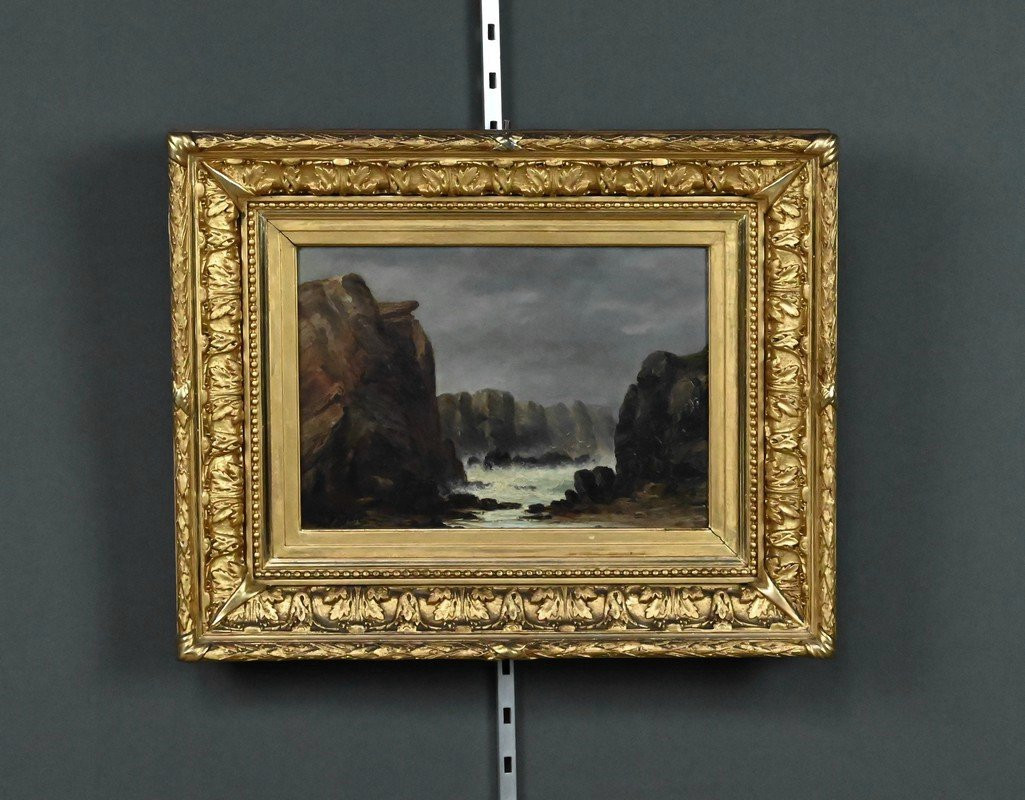 Tableau « La côte sauvage de Belle-Île-en-Mer », école française du XIXe-photo-5